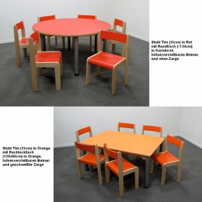 Stuhl Tim mit farbiger Rückenlehne und Sitzfläche