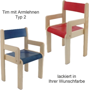 Stuhl Tim mit farbiger Rückenlehne und Sitzfläche in Wunschfarbe