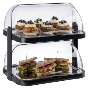 Thermo-Buffet-Vitrine, Doppeldecker, Schwarz