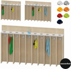 Waschraumboard mit Becherleiste und Handtuchfächern, 6 Plätze, B/H/T 79,3 x 80 x 14 cm