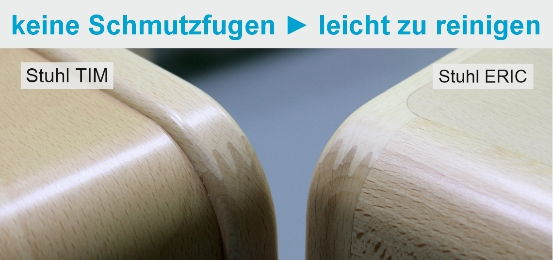 Vergleich Sitzfläche Tim und Eric, keine Schmutzfugen bei Eric