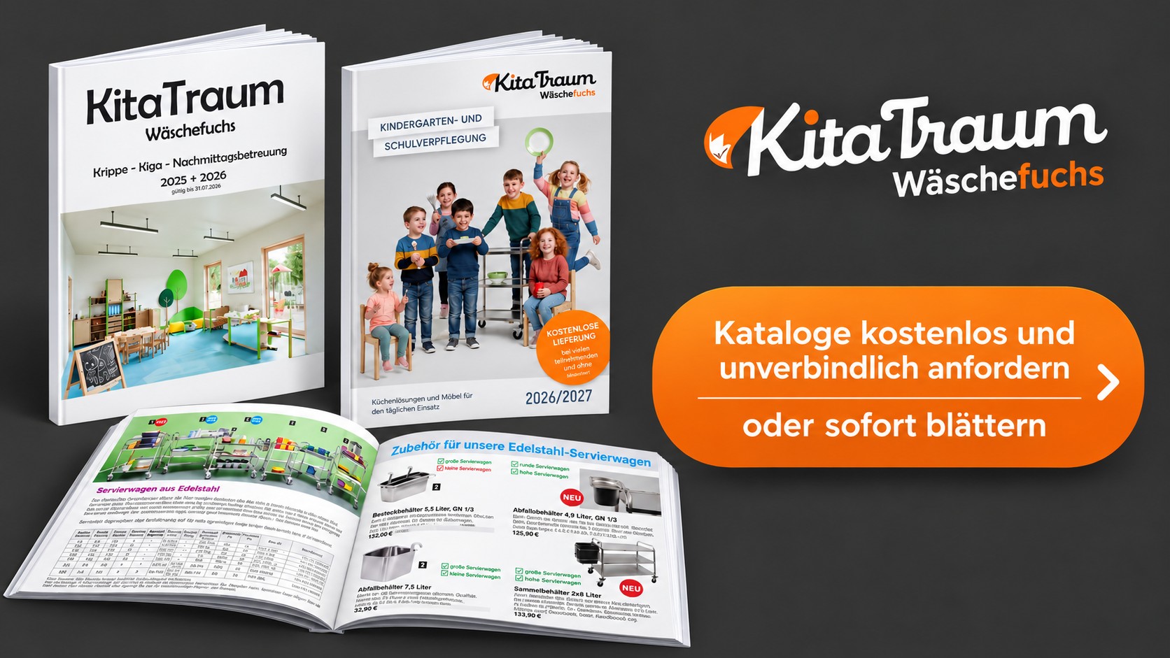 KitaTraum-Kataloge 2025/2026 und 2026/2027 – kostenlos und unverbindlich anfordern oder sofort blättern